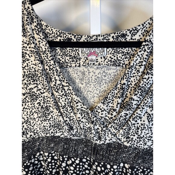 Y2K Babydoll Top Women's Size M Anthropologie Baraschi Black Cream Polka Dots - Picture 2 of 7